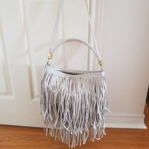 H&M Light Gray Fringed Shoulder/Crossbody Bag